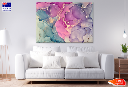 Pink Purple Blue & Gold Abstract Design Print 100% Australian Made