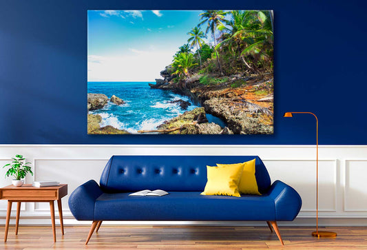 Bella Home Palm Trees & Sea Landscape View Print Canvas Ready to hang