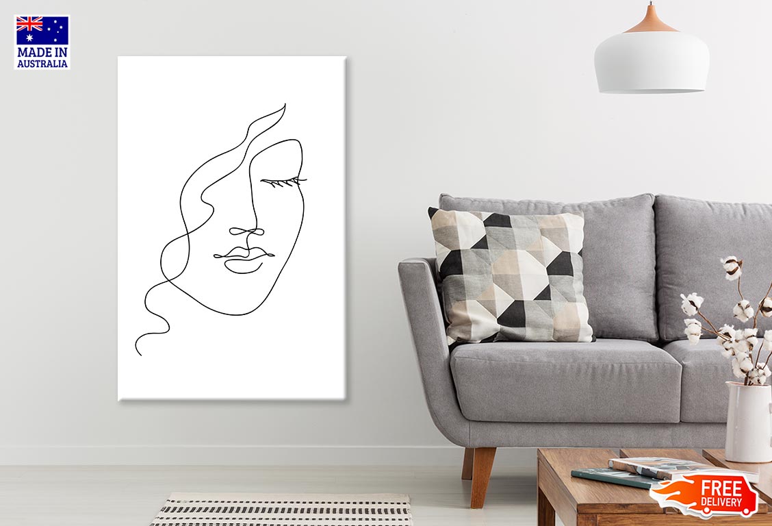 Woman Face B&W Line Art Print 100% Australian Made