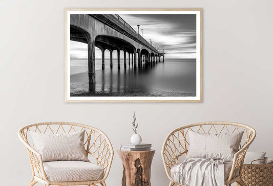 Boscombe Pier & Beach B&W Photograph Home Decor Premium Quality Poster Print Choose Your Sizes