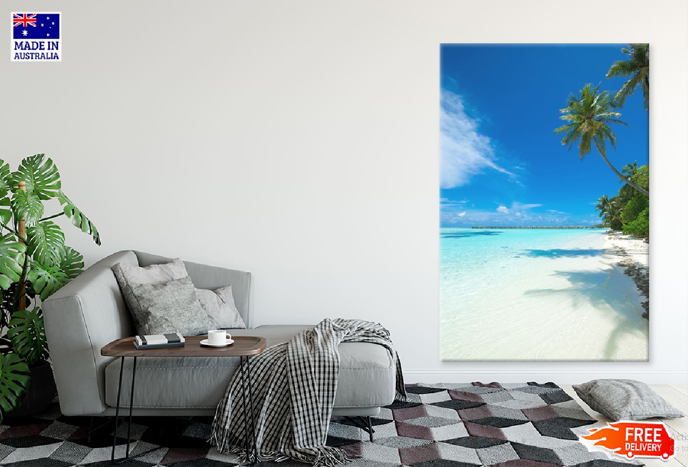 Maldives Island with Beach View Photograph Print 100% Australian Made