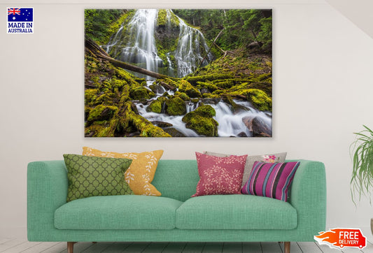 Moss Rock Waterfalls in Forest View Print 100% Australian Made