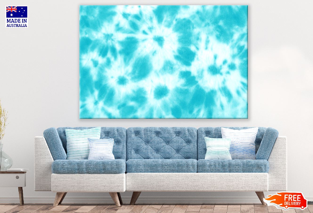 White & Blue Abstract Design Print 100% Australian Made