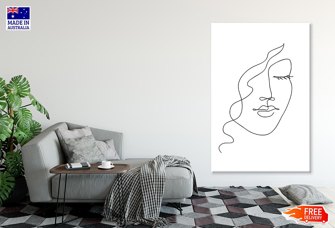 Woman Face B&W Line Art Print 100% Australian Made