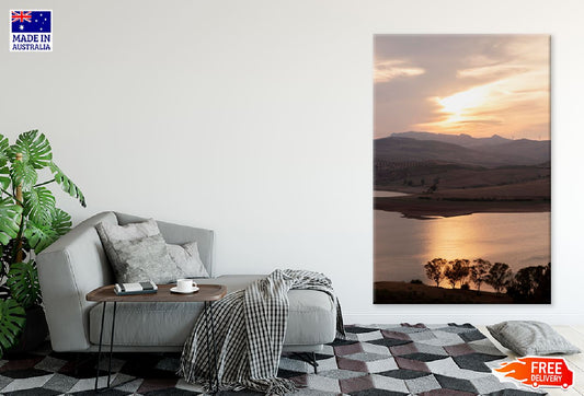 Landscape & Lake Sunrise Aerial View Photograph Print 100% Australian Made