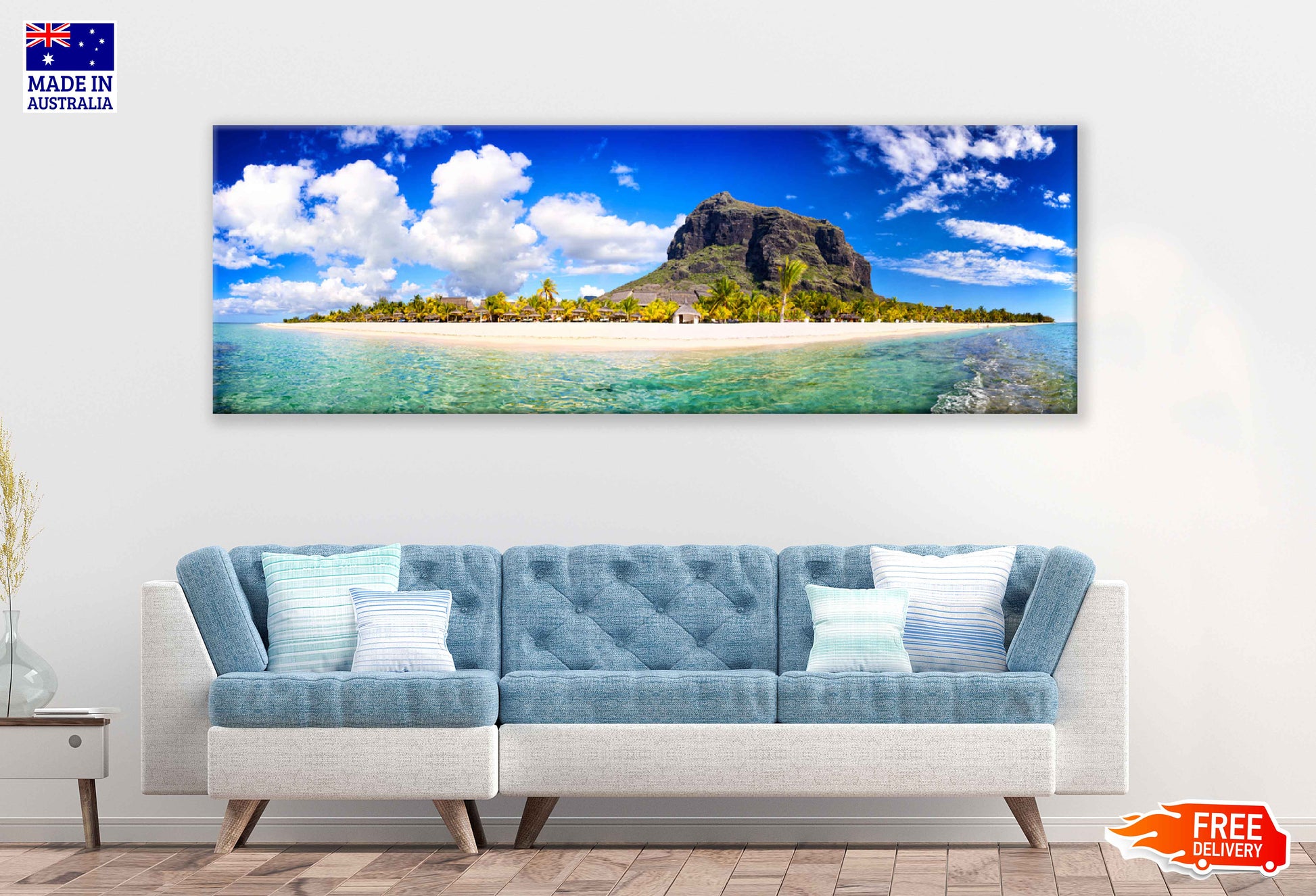 Panoramic Canvas Mauritius Sea Cliff View Photograph High Quality 100% Australian Made Wall Canvas Print Ready to Hang