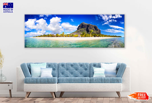 Panoramic Canvas Mauritius Sea Cliff View Photograph High Quality 100% Australian Made Wall Canvas Print Ready to Hang