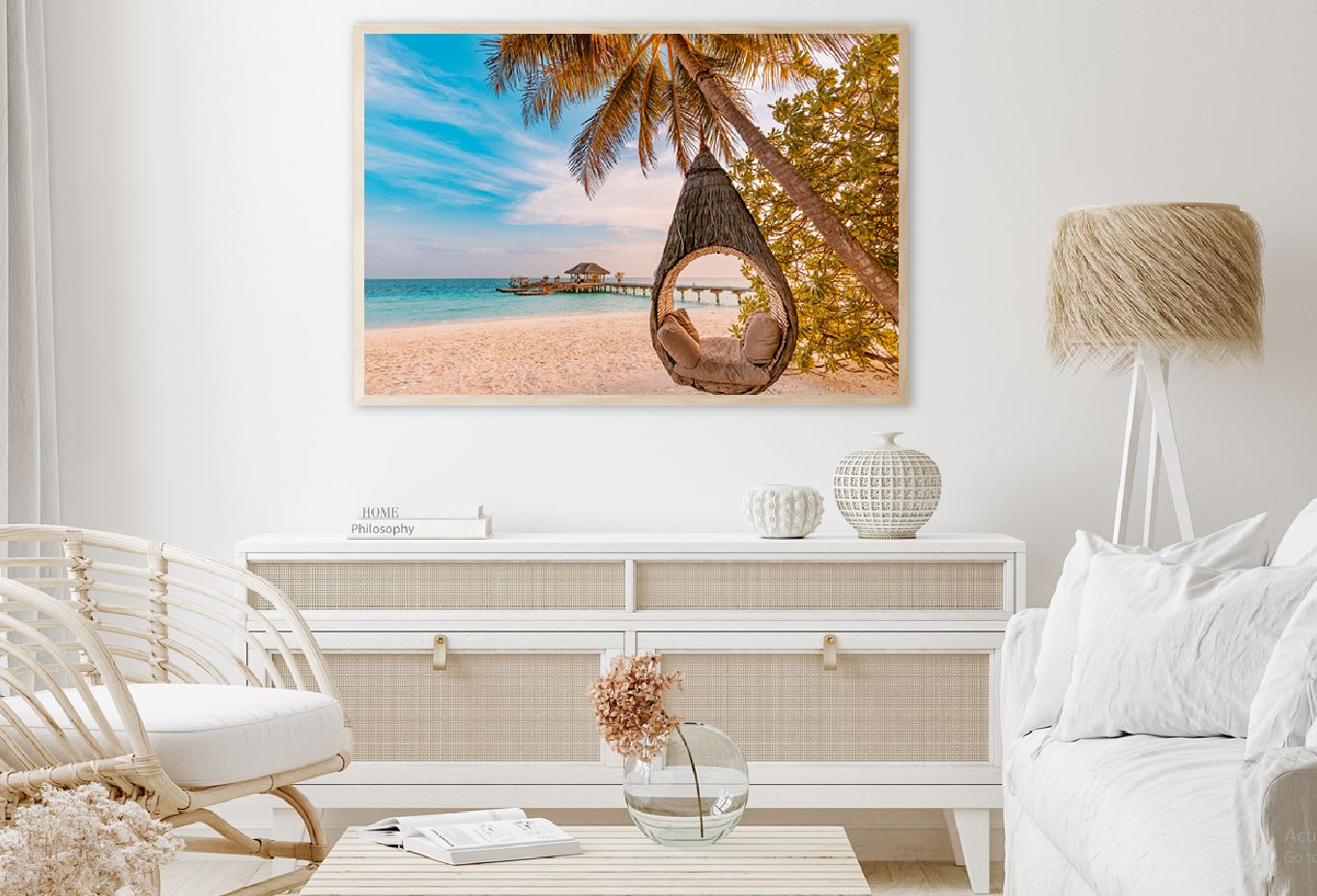 Beach Palm Swing Hammock View Photograph Home Decor Premium Quality Poster Print Choose Your Sizes