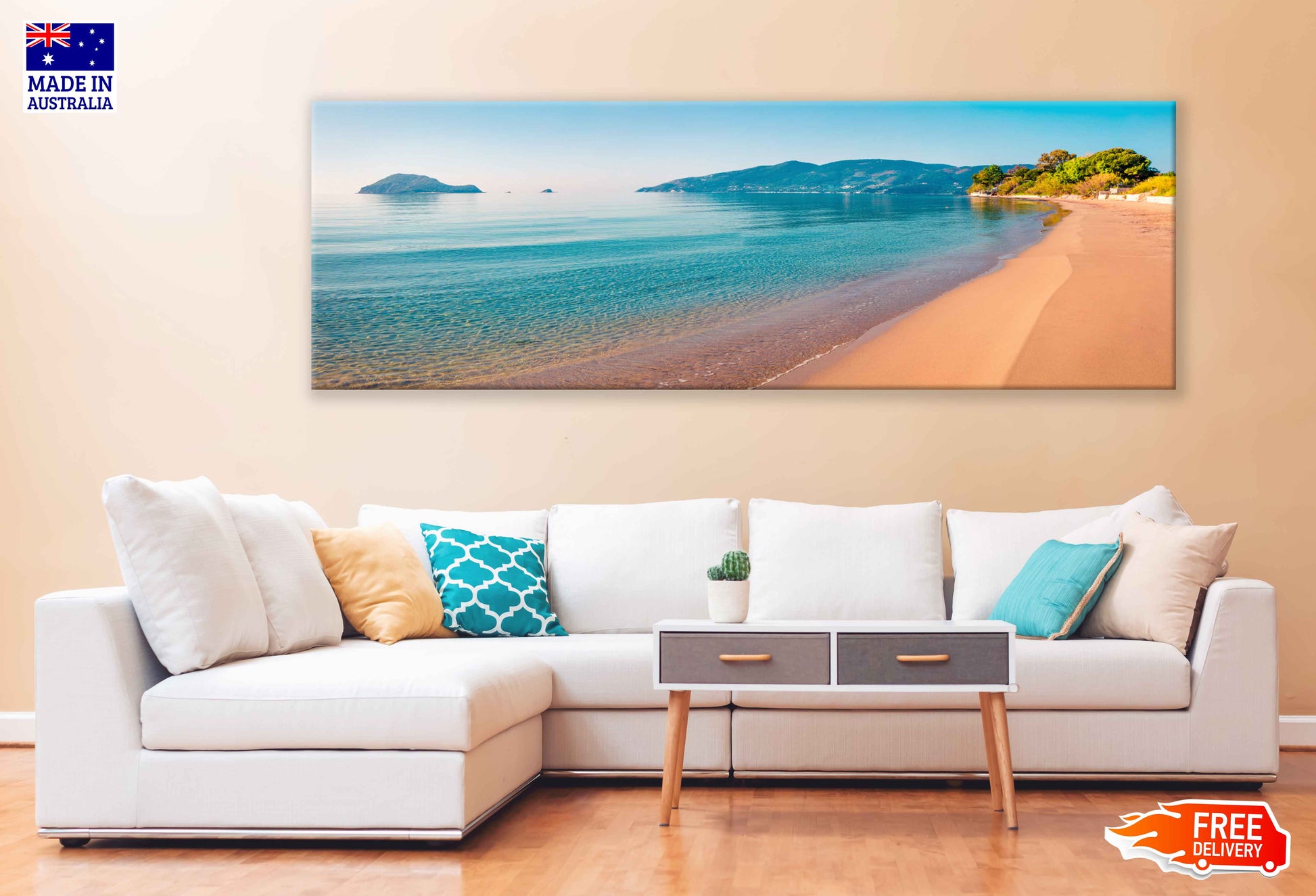 Panoramic Canvas Zante Island & Sea View Photographin High Quality 100% Australian Made Wall Canvas Print Ready to Hang