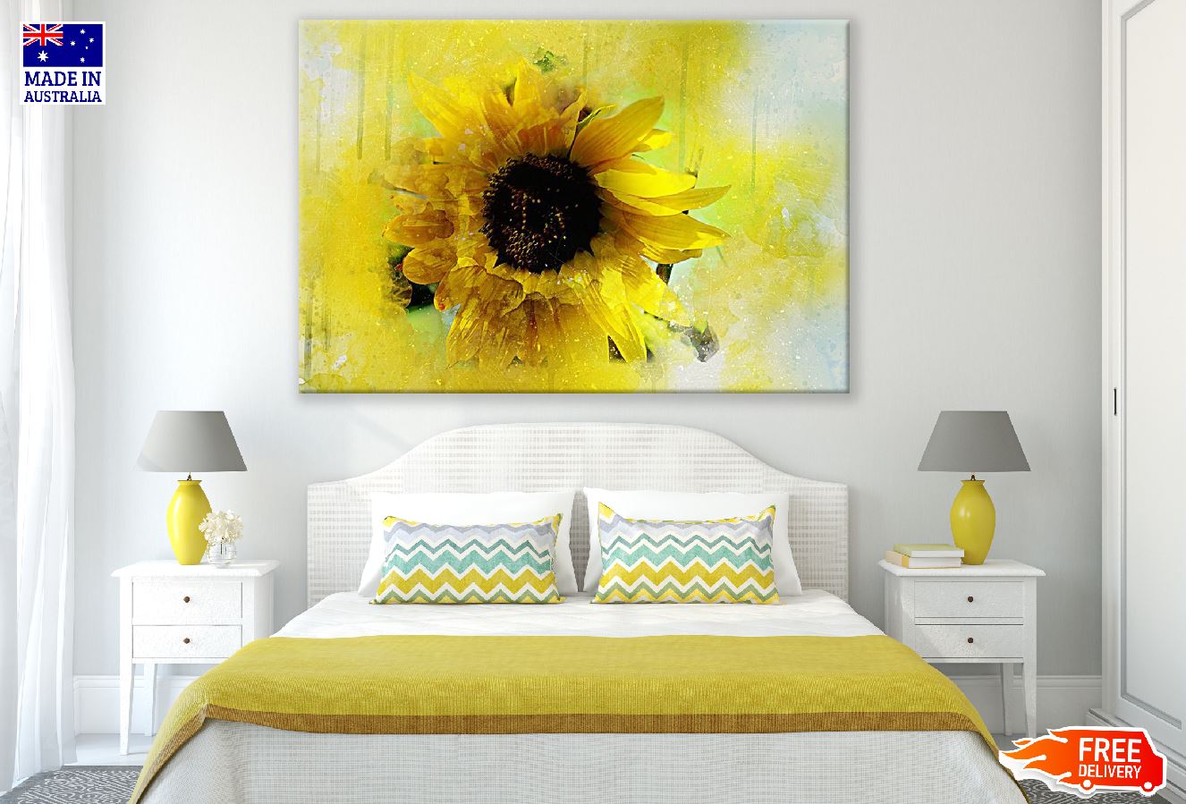 Sunflower Abstract Design Print 100% Australian Made