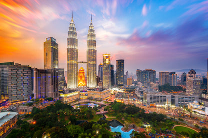 Kuala Lumpur City Skyline at Dusk View Print 100% Australian Made