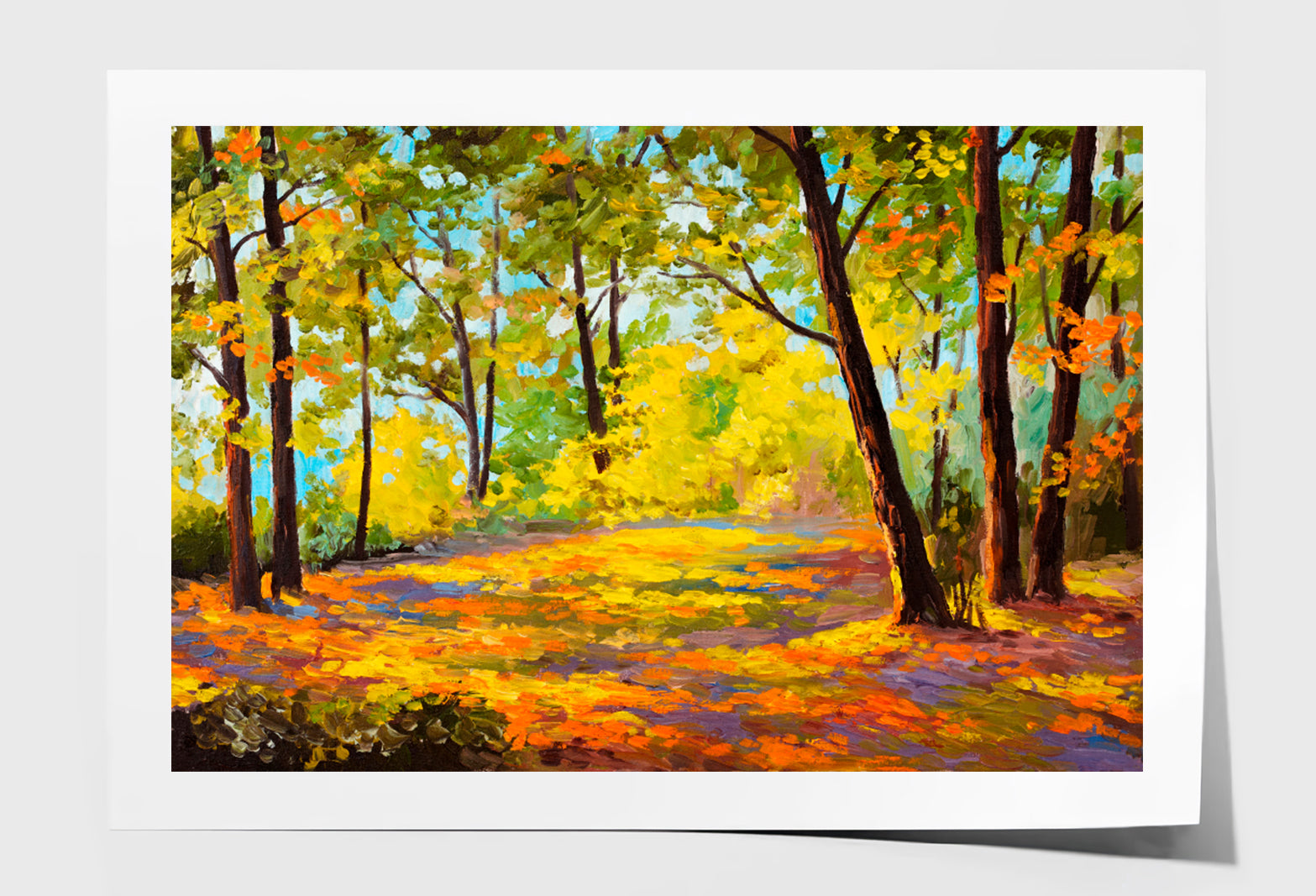 Autumn Forest Oil Painting Wall Art Limited Edition High Quality Print Unframed Roll Canvas None