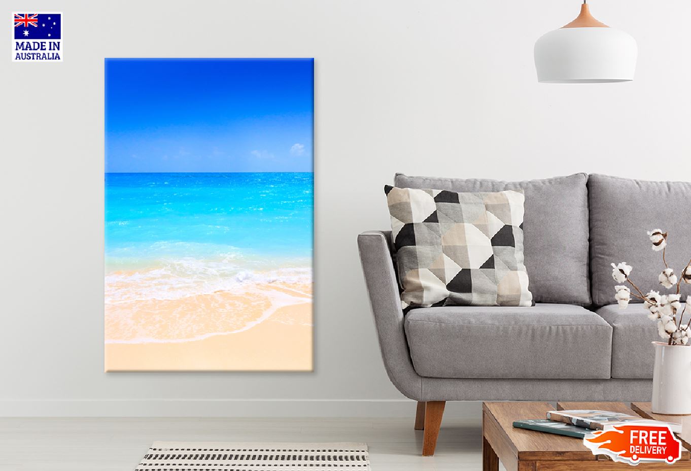 Sandy Beach with Turquoise Ocean View Print 100% Australian Made