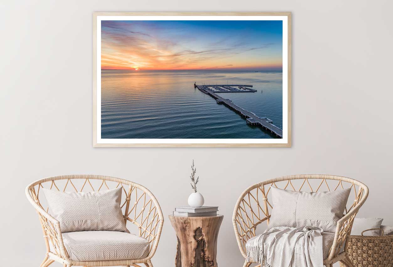 Sunset Sopot Pier Aerial View Photograph Home Decor Premium Quality Poster Print Choose Your Sizes