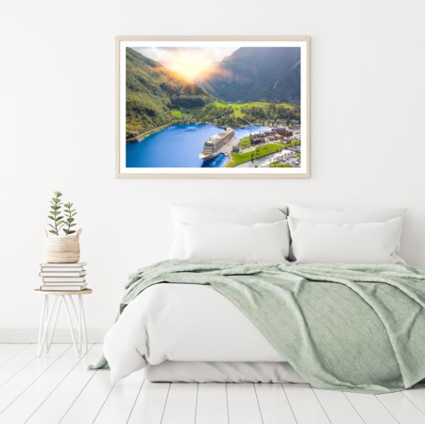 Geiranger fjord, Norway & Ship Scenery Photograph Home Decor Premium Quality Poster Print Choose Your Sizes