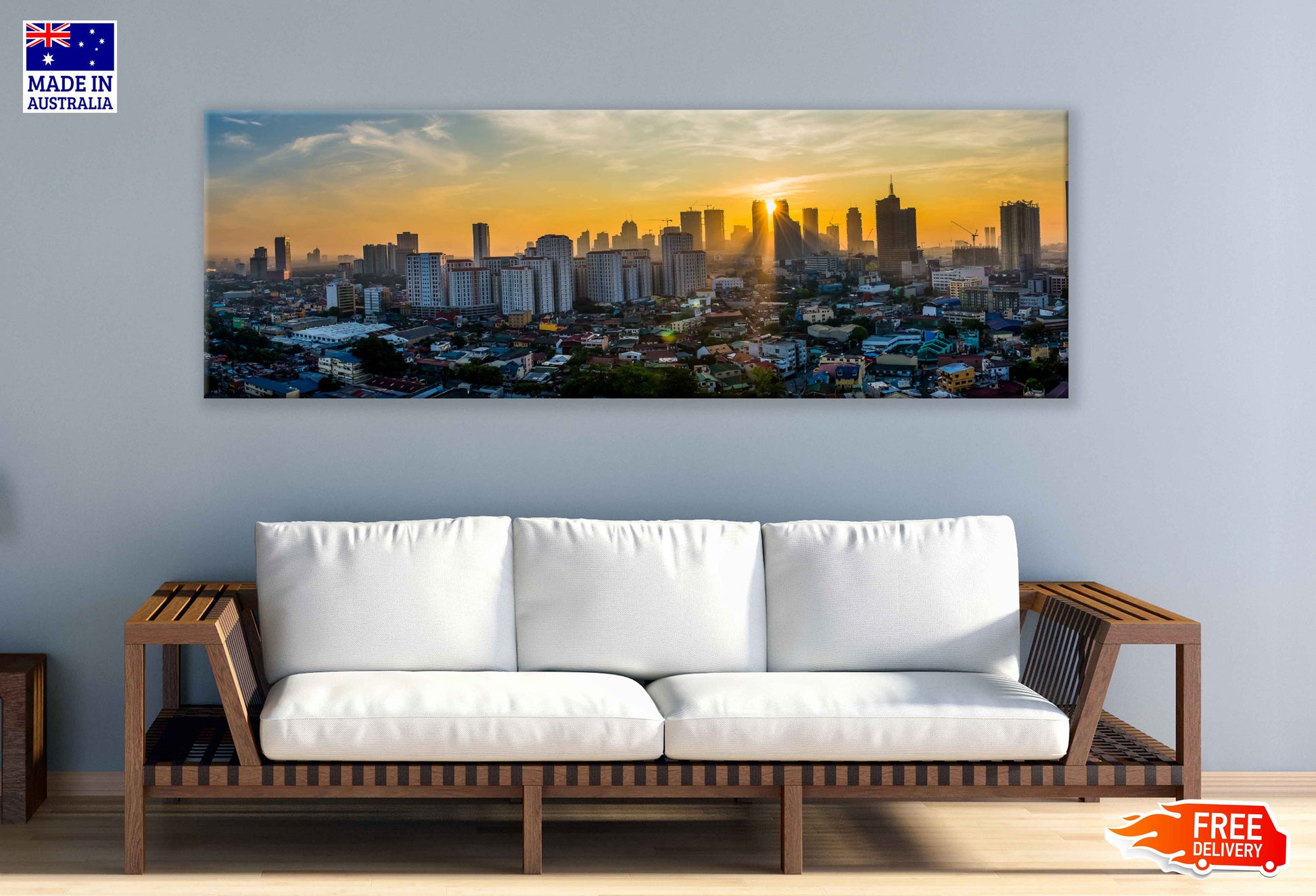 Panoramic Canvas Mandaluyong City View Photograph High Quality 100% Australian Made Wall Canvas Print Ready to Hang