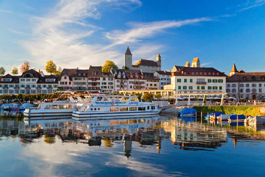 Boats on Lake Zurich View Switzerland Print 100% Australian Made