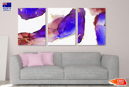 3 Set of Purple & Brown Abstract High Quality Print 100% Australian Made Wall Canvas Ready to Hang