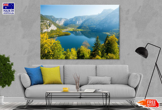 Hallstatt Town & Mountains Aerial Photograph Print 100% Australian Made