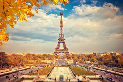 Bella Home Eiffel Tower Autumn Sunny Evening Print Canvas Ready to hang