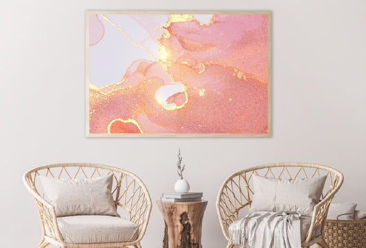 Pink & Gold Marble Abstract Design Home Decor Premium Quality Poster Print Choose Your Sizes