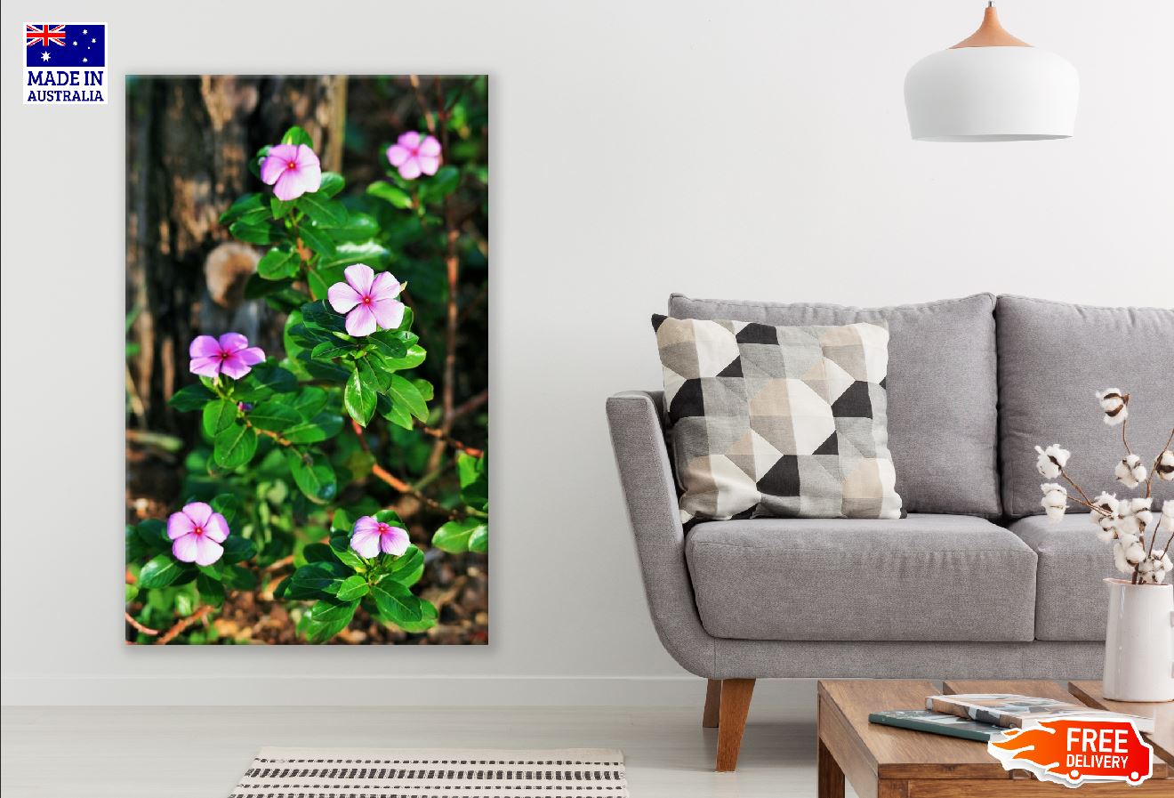 Pink Periwinkles Flowers Photograph Print 100% Australian Made