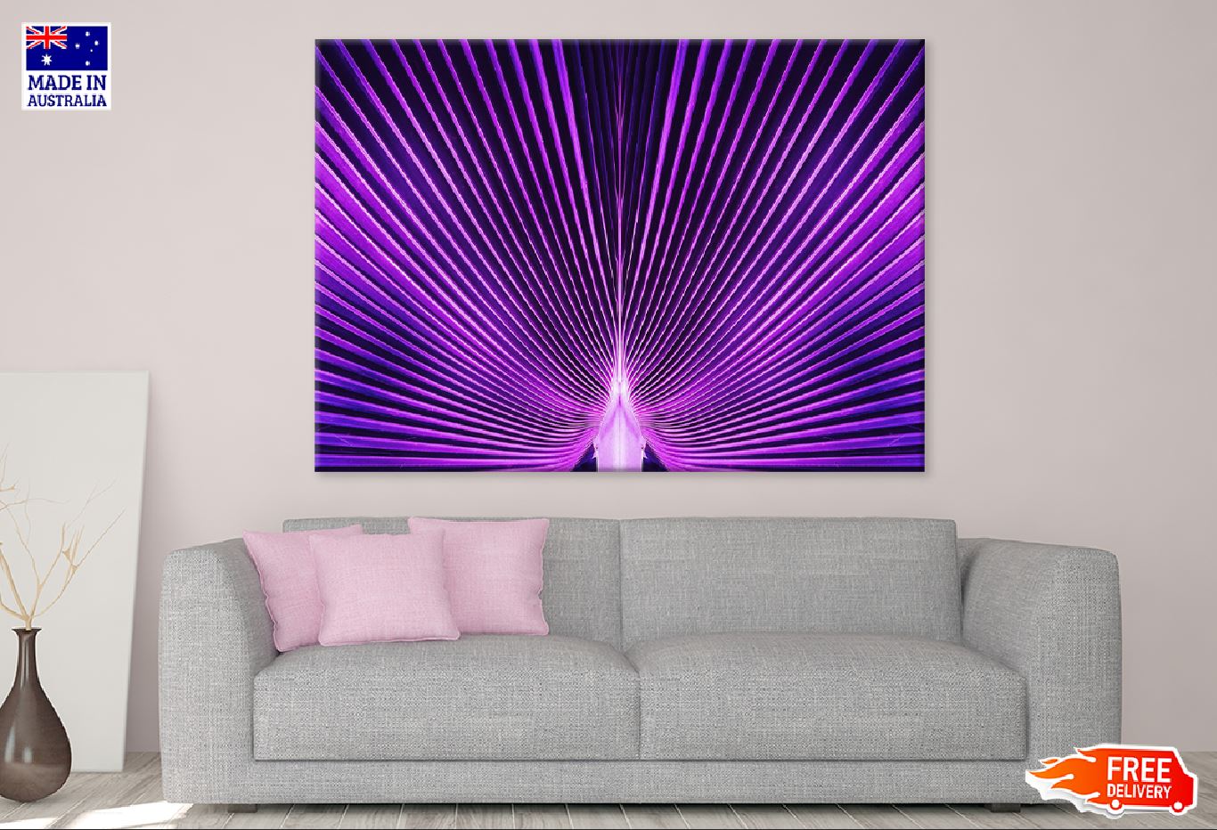 Purple Palm Leaf Abstarct Design Print 100% Australian Made