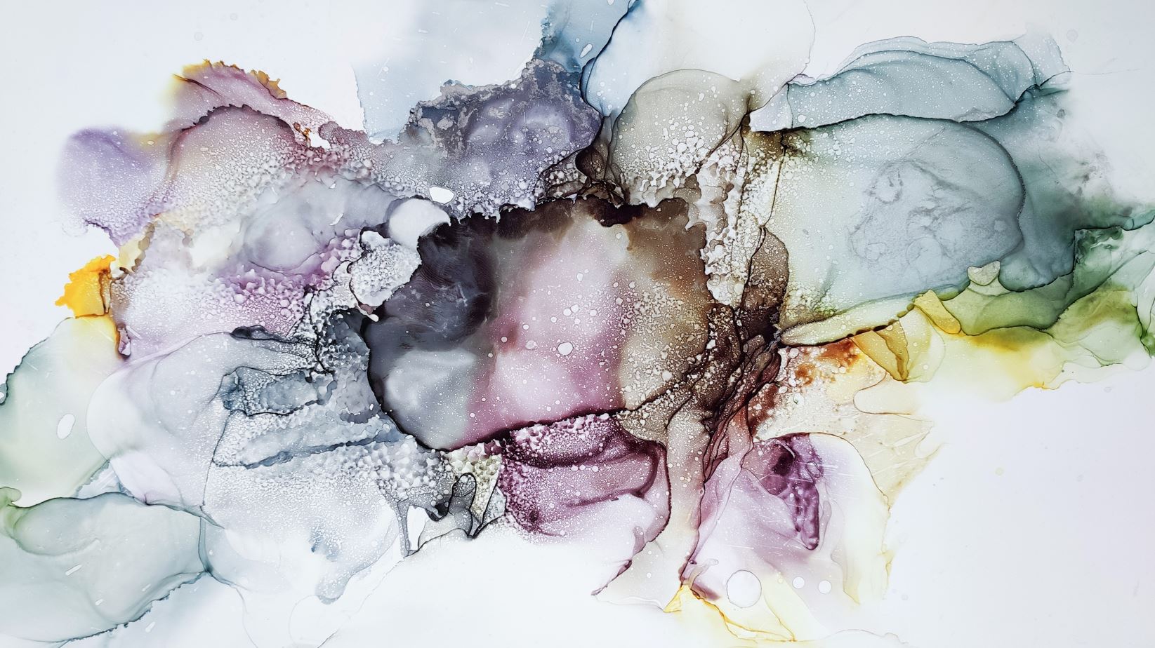 Pink Blue Yellow & Green Alcohol Ink Abstract Design Print 100% Australian Made
