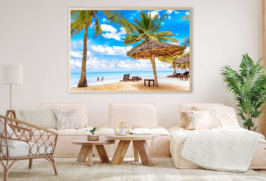 Chairs & Umbrella Diani Beach View Photograph Home Decor Premium Quality Poster Print Choose Your Sizes