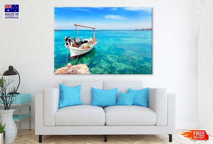 Boat on Els Pujols Beach View Photograph Print 100% Australian Made