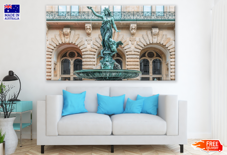 Town Hall In Hamburg Fountain Print 100% Australian Made