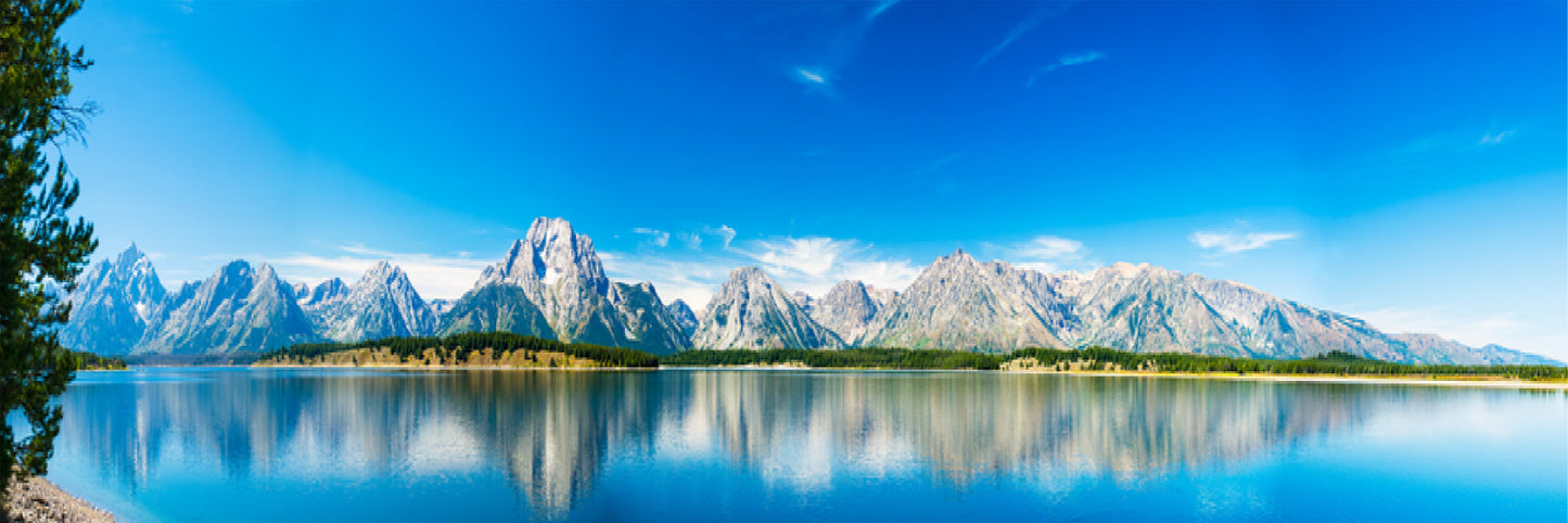 Panoramic Canvas Mountains Lake View Photograph High Quality 100% Australian Made Wall Canvas Print Ready to Hang
