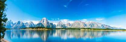 Panoramic Canvas Mountains Lake View Photograph High Quality 100% Australian Made Wall Canvas Print Ready to Hang