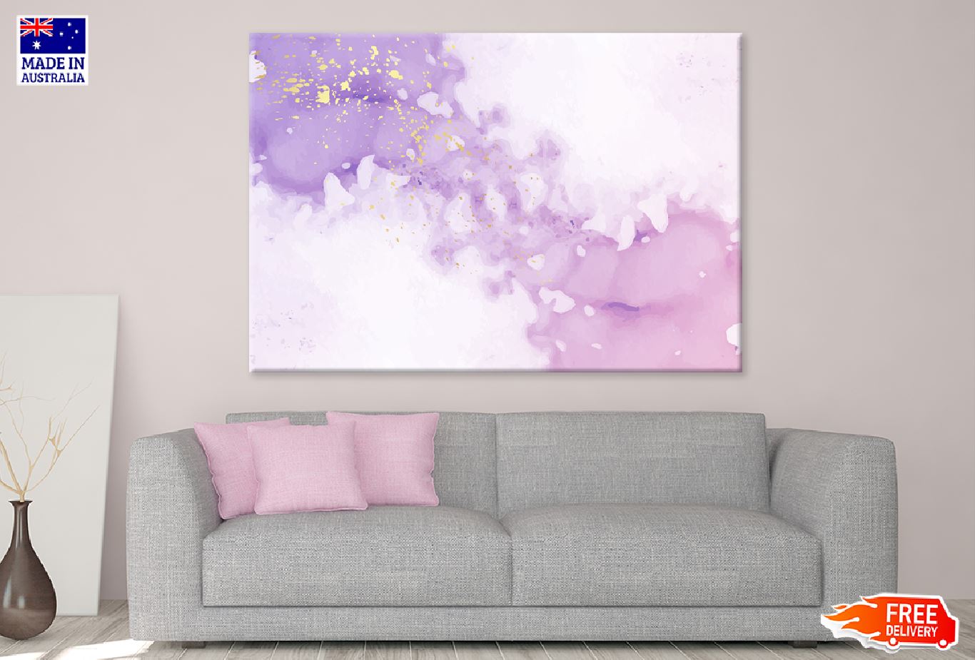 Purple Ink & Gold Splash Abstract Design Print 100% Australian Made