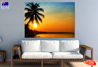 Sunset On Tropical Beach & Palm Trees Photograph Print 100% Australian Made