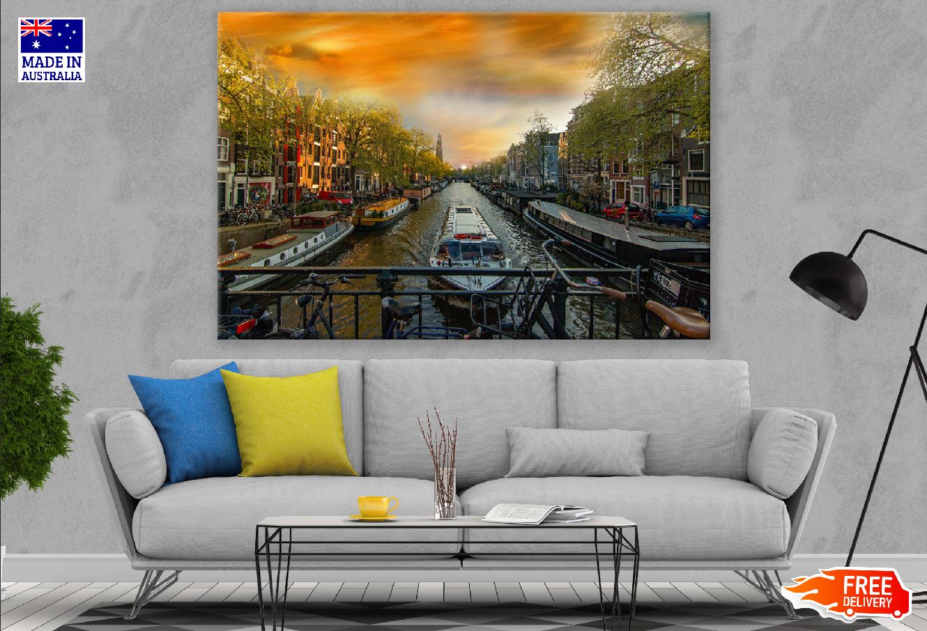 Canal in Amsterdam, Netherland Print 100% Australian Made