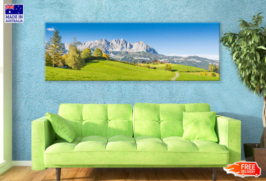 Panoramic Canvas Mountains Landscape View Austria High Quality 100% Australian Made Wall Canvas Print Ready to Hang