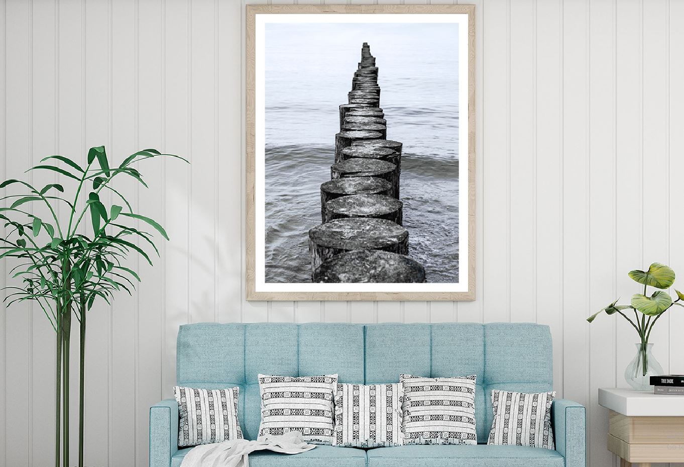 Wooden Breakwater on Baltic Sea Photograph Home Decor Premium Quality Poster Print Choose Your Sizes