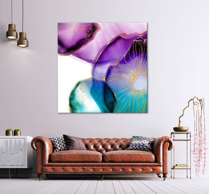 Square Canvas Purple Green & Gold Abstract Design High Quality Print 100% Australian Made