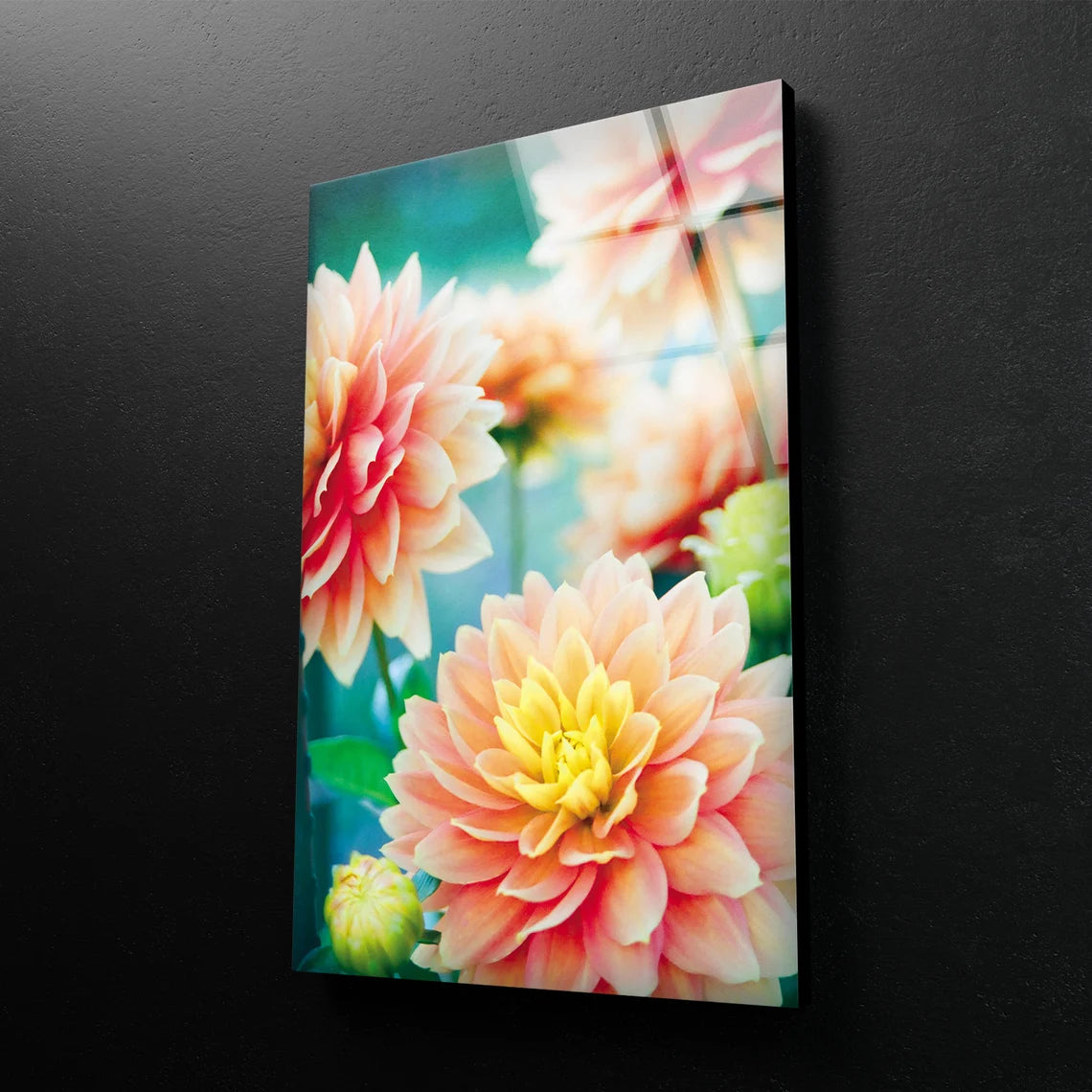 Pink & Yellow Flowers Design Acrylic Glass Print Tempered Glass Wall Art 100% Made in Australia Ready to Hang