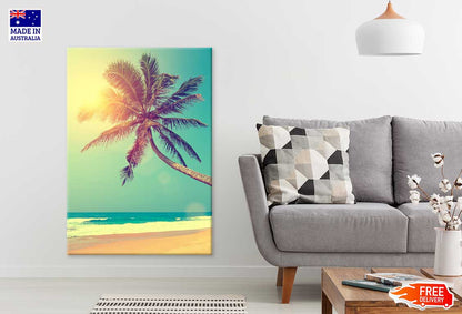 Tropical Beach & Palm Tree Sunset Scenery Print 100% Australian Made
