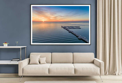 Sunset Sopot Pier Aerial View Photograph Home Decor Premium Quality Poster Print Choose Your Sizes