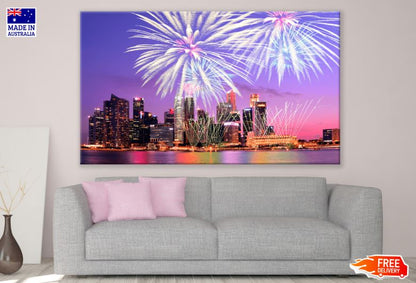 Singapore Fireworks Skyline Cityscape Print 100% Australian Made