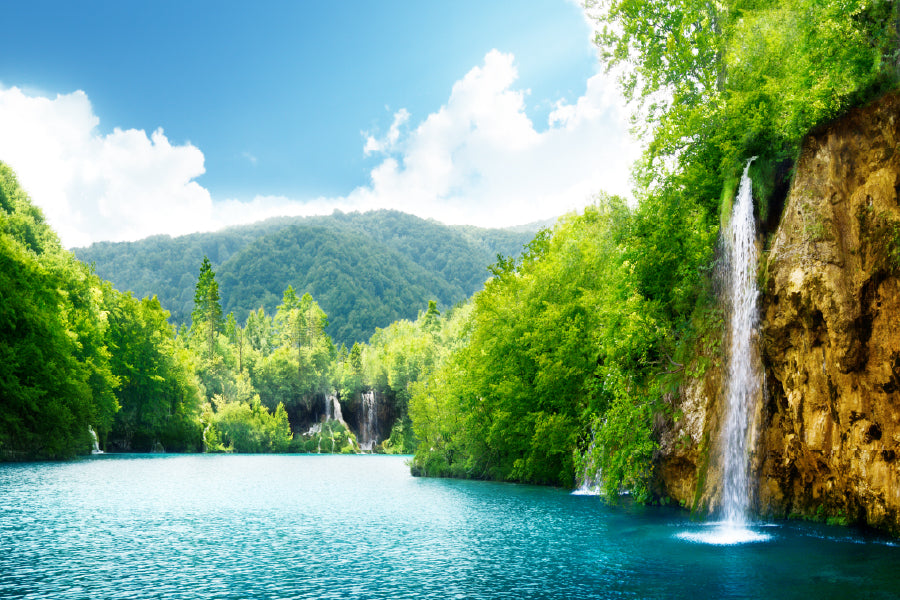 Waterfall in Deep Forest Scenery Croatia Print 100% Australian Made