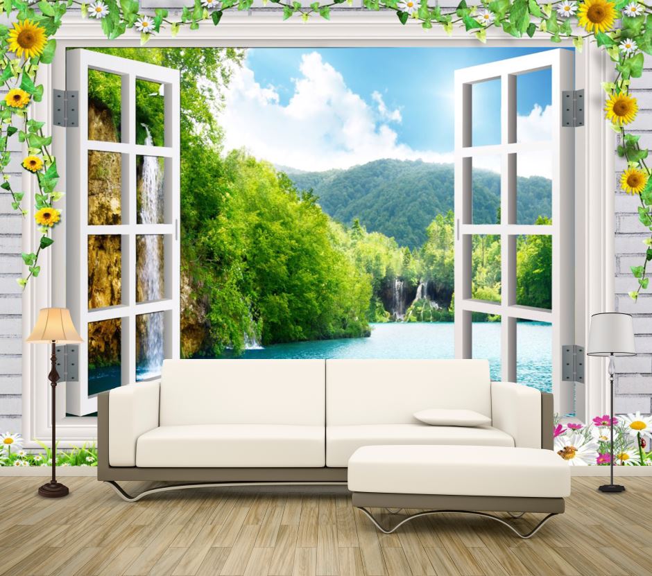 Wallpaper Murals Peel and Stick Removable Stunning Nature Scenery View from Window High Quality