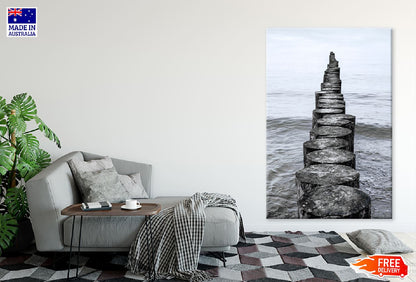 Wooden Breakwater on Baltic Sea Photograph Print 100% Australian Made