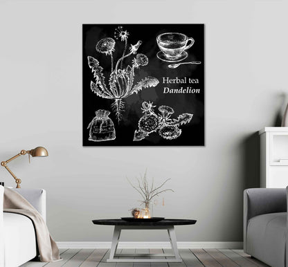 Square Canvas Dandelion Herbal Tea Vector Design High Quality Print 100% Australian Made