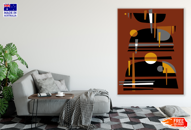 Half Circle Geometric Abstract Vector Design Print 100% Australian Made