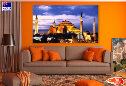 Hagia Sophia with Lantern Light on Blue Sky Print 100% Australian Made
