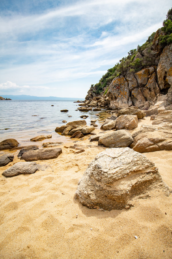 Rocks near Seashore Cloudy Sky View Photograph Home Decor Premium Quality Poster Print Choose Your Sizes